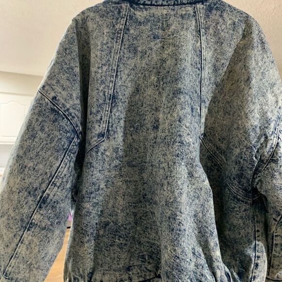 American signature vintage 80s acid wash denim bomber jacket size medium. - Picture 7 of 11
